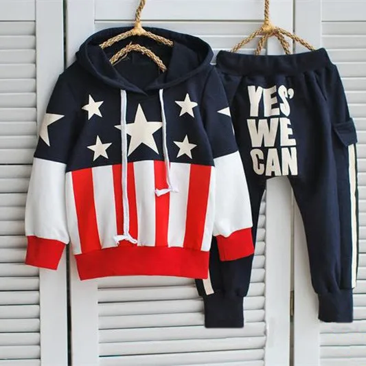 

2018 autumn boys girls clothing sets kids clothes children clothing flag sports suit conjunto menina roupas infantis menino