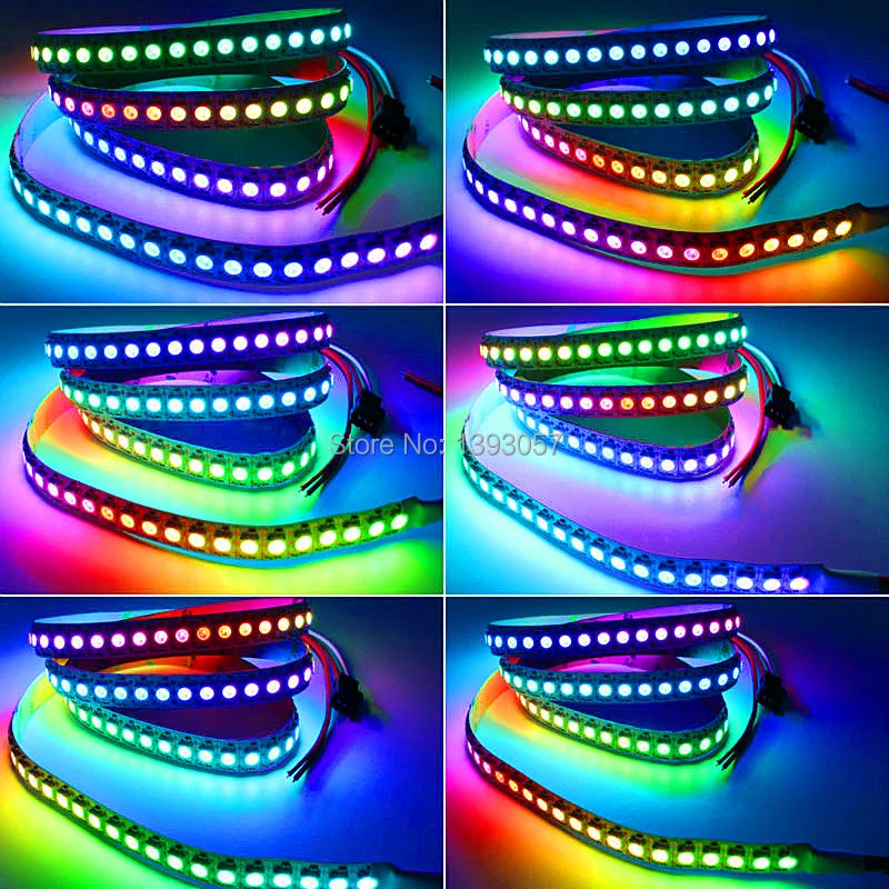 DC5V 5050 RGB WS2812B 1 м/3/4 м/5 м 30/60/74/96/144 пикселей/светодиодов/м умная светодиодная