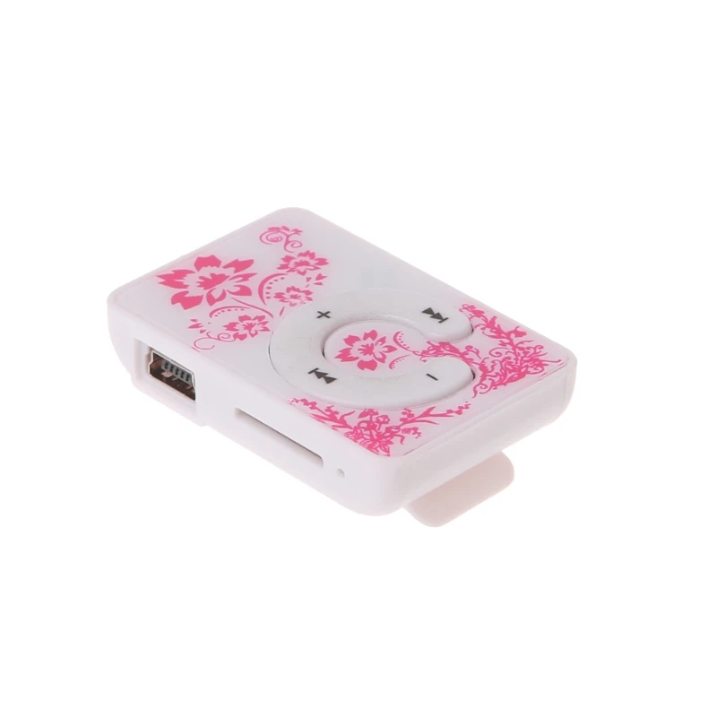 Mini Clip Floral Pattern Music MP3 Player 32GB TF Card With Mini USB Cable + Earphone