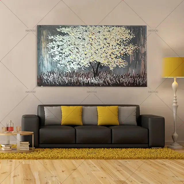 Us 38 4 52 Off 100 Handmade Landscape Oil Paintings On Canvas Wall Art Silver Tree Pictures For Living Room Bedroom Hotel Home Decor In Painting