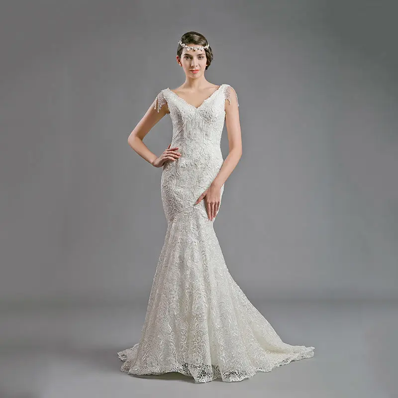 2016マーメイドウェディングドレス実像vestidoデcasamentoレースウェディングドレスショッピング売上オンラインヴィンテージの