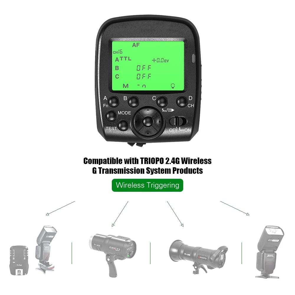 TRIOPO G1 двойной ttl Беспроводной триггер с Широкоэкранный ЖК-дисплей Дисплей 1/8000s HSS 2,4 г Беспроводной передачи 16 Каналы