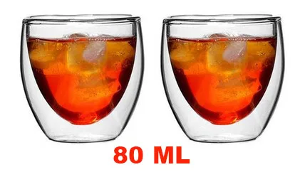 4x80 мл двухслойная стеклянная чайная чашка, двойные стенки Китай стеклянные чайные чашки набор, прозрачная дешевая питьевая стеклянная чашка