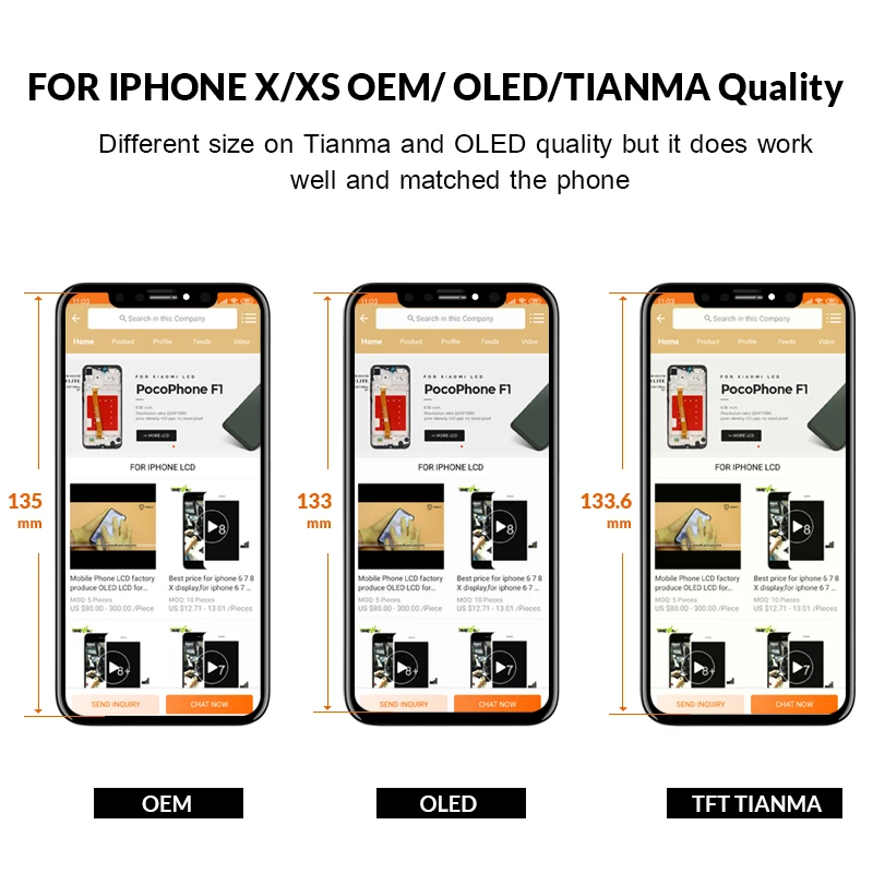 Для iPhone X ЖК-дисплей для Tianma AMOLED OEM AAA ЖК-дисплей Замена сенсорный экран с дигитайзером сборка черный