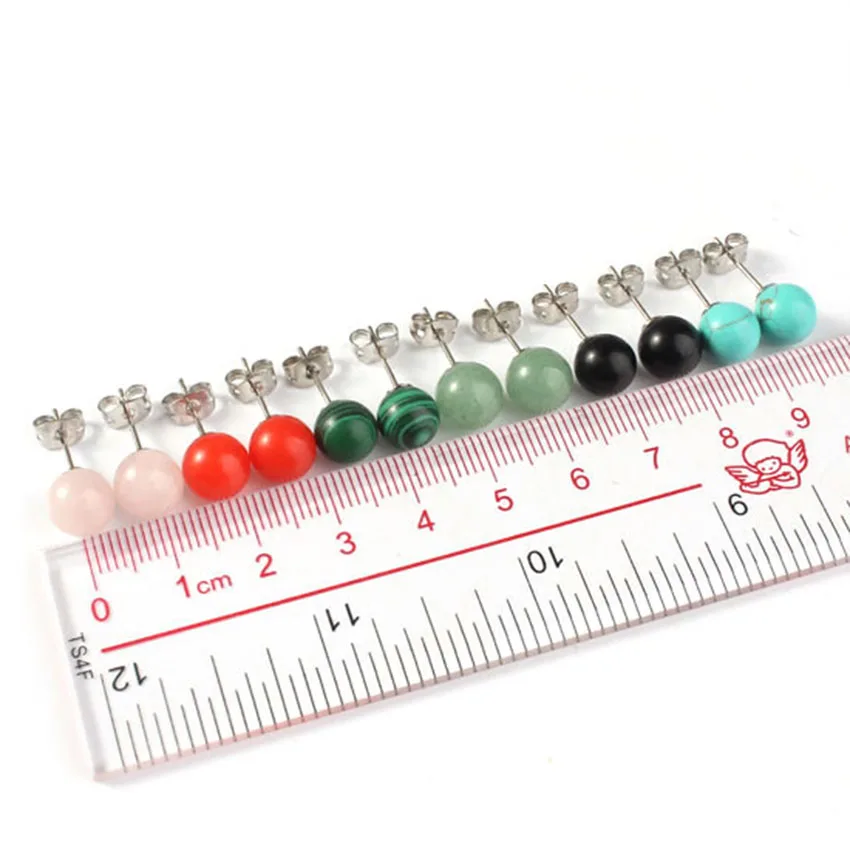 YJXP, 1 пара, классические, посеребренные, разноцветные, круглые, бусины, серьги-гвоздики, розовые кварты, зеленый авантюрин, для женщин, амулеты, ювелирное изделие