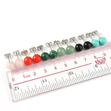 YJXP, 1 пара, классические, посеребренные, разноцветные, круглые, бусины, серьги-гвоздики, розовые кварты, зеленый авантюрин, для женщин, амулеты, ювелирное изделие