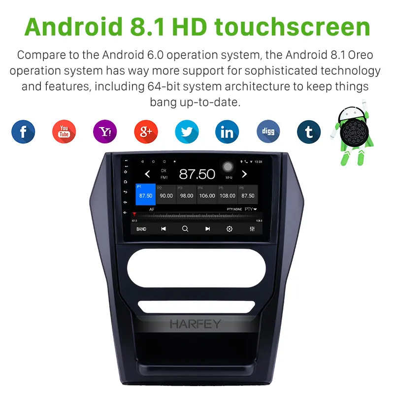 Sale Harfey 9 inch Android 8.1 Car Radio for Mahindra Scorpio Auto A/C 2015 HD Touch Screen GPS support Carplay DVR Rearview Camera 2
