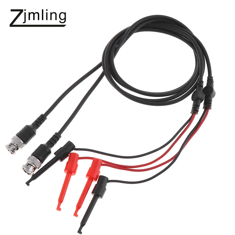 2PCS Oscilloscope BNC Male Q9 to Dual Hook Clip Test Leads Probe Coaxial Cable