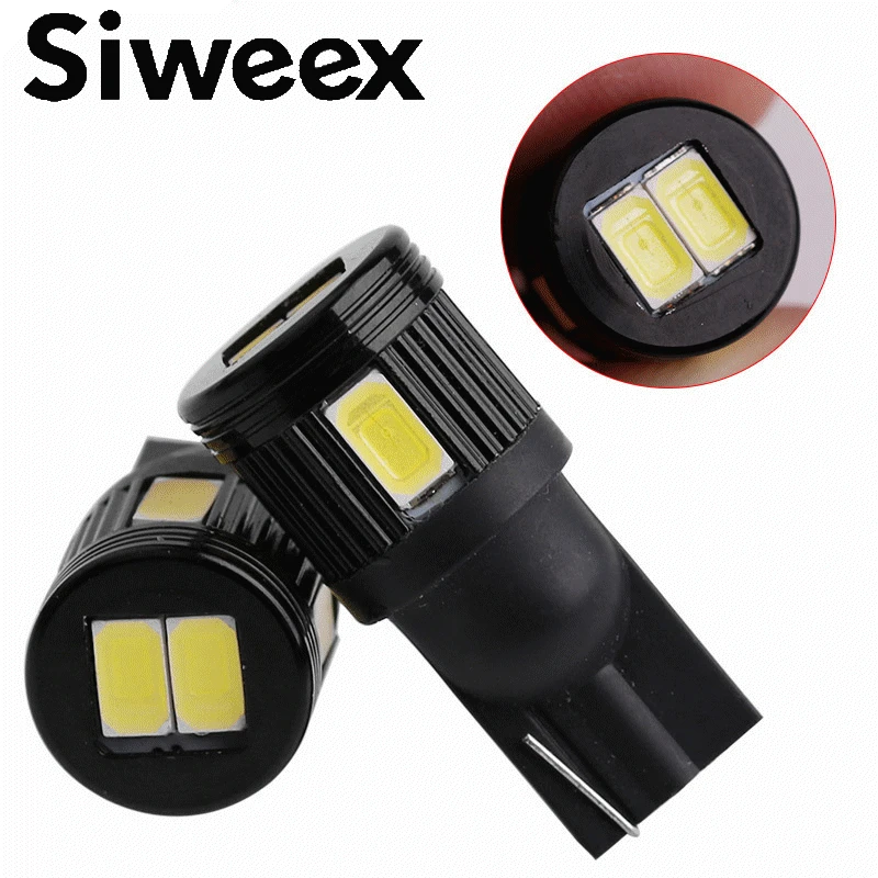 Комплект из 2 предметов, новинка, T10 белый 5630 6SMD лампочка W5W 194 168 175 для Подсветка регистрационного номера Боковая дверь лампы подсветки Подсветка салона