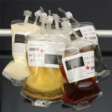 5pc set 300ml Blood Juice Energy Drink Bag Halloween Vampires Clear PVC Reusable Package Bags Children