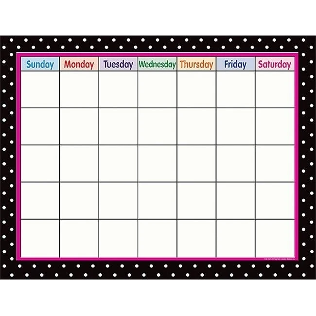 Teacher Created Resources 7605 Black Polka Dots Calendar Chart
