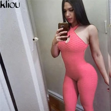 Kliou 2018 New Cross Dalla Fasciatura Sporting Tuta Sexy Senza Maniche Solido Della Tuta Backless Casual di Fitness Lungo Delle Donne Della Tuta