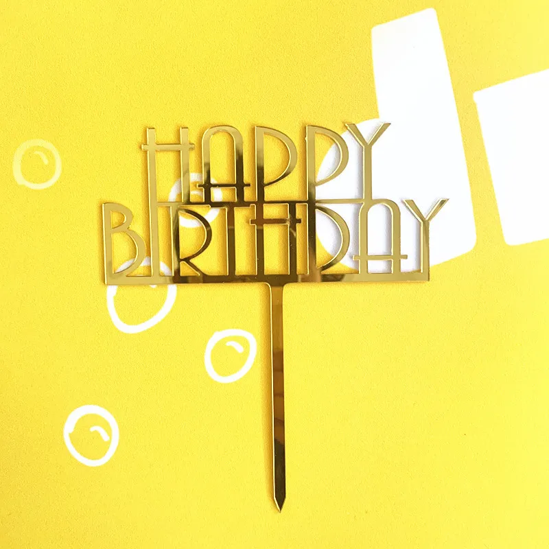 Ins модный акриловый Топпер для торта с днем рождения, акриловый Топпер для кекса для детского дня рождения, украшения для торта для вечеринки