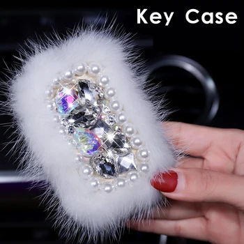 

fashion key bag pearl crystal diamond women girls driver license pearl diamante rhinestone colorful crystal key case for Car