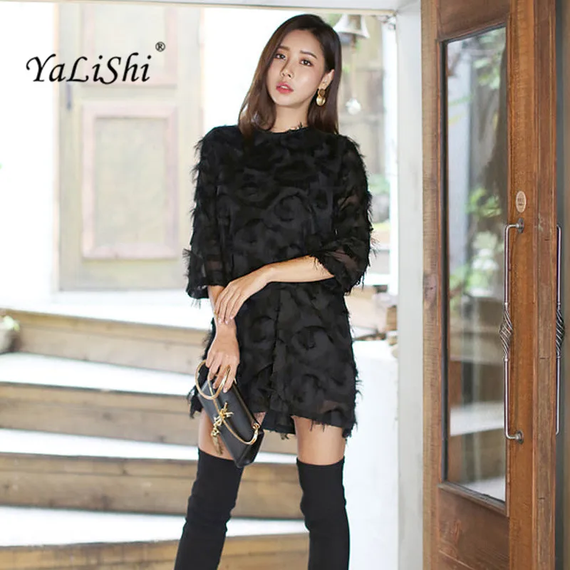 2020 New Spring Women Dress Black 3/4 Sleeve O-Neck Slim Sexy Party Fashion Bandage Bodycon Mini A-Line Dresses Vestidos | Женская