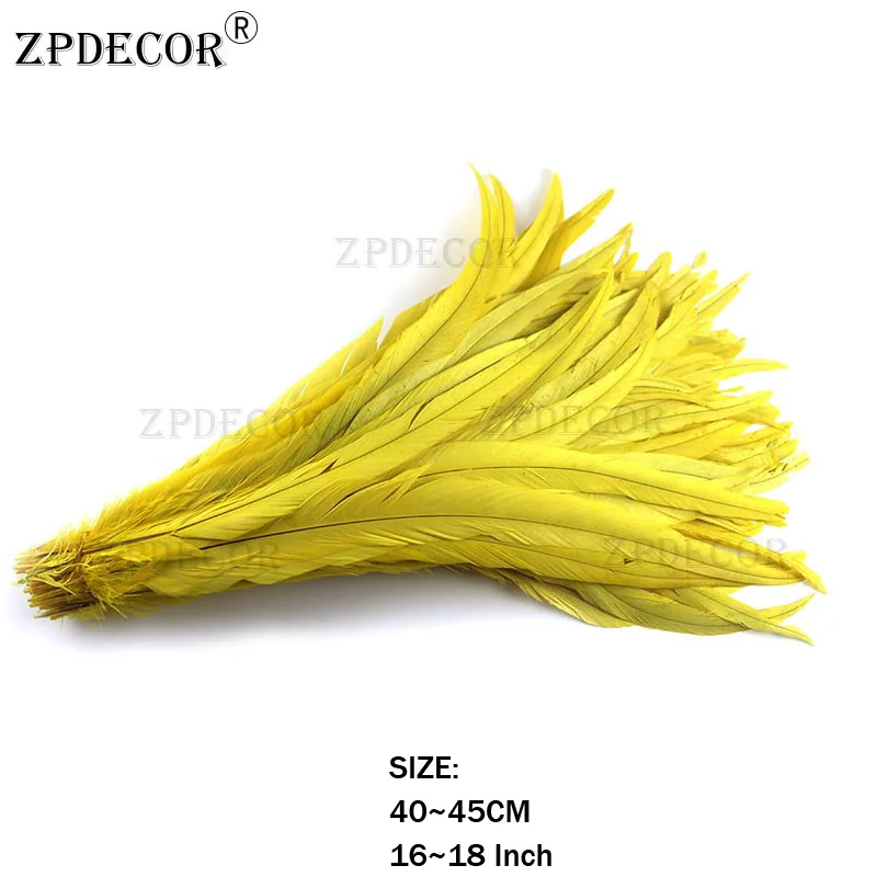 16~ 18 дюймов 40~ 45 см перо петуха или Куриные перья - Color: Yellow