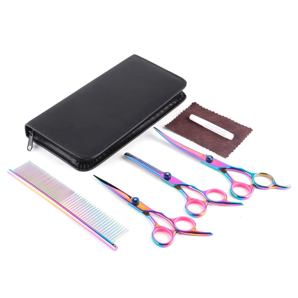 

Professional Pet Grooming Scissors Set 7 Inch Cat Dog Hairdressing Scissors Hair Cutting Grooming Scissors Dazzle Colour