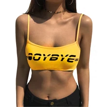 Летняя обрезанная Женская сорочка топы с принтом букв хлопок тонкий Camis Сексуальная Спагетти ремень Женская майка Streetwaer укороченный топ