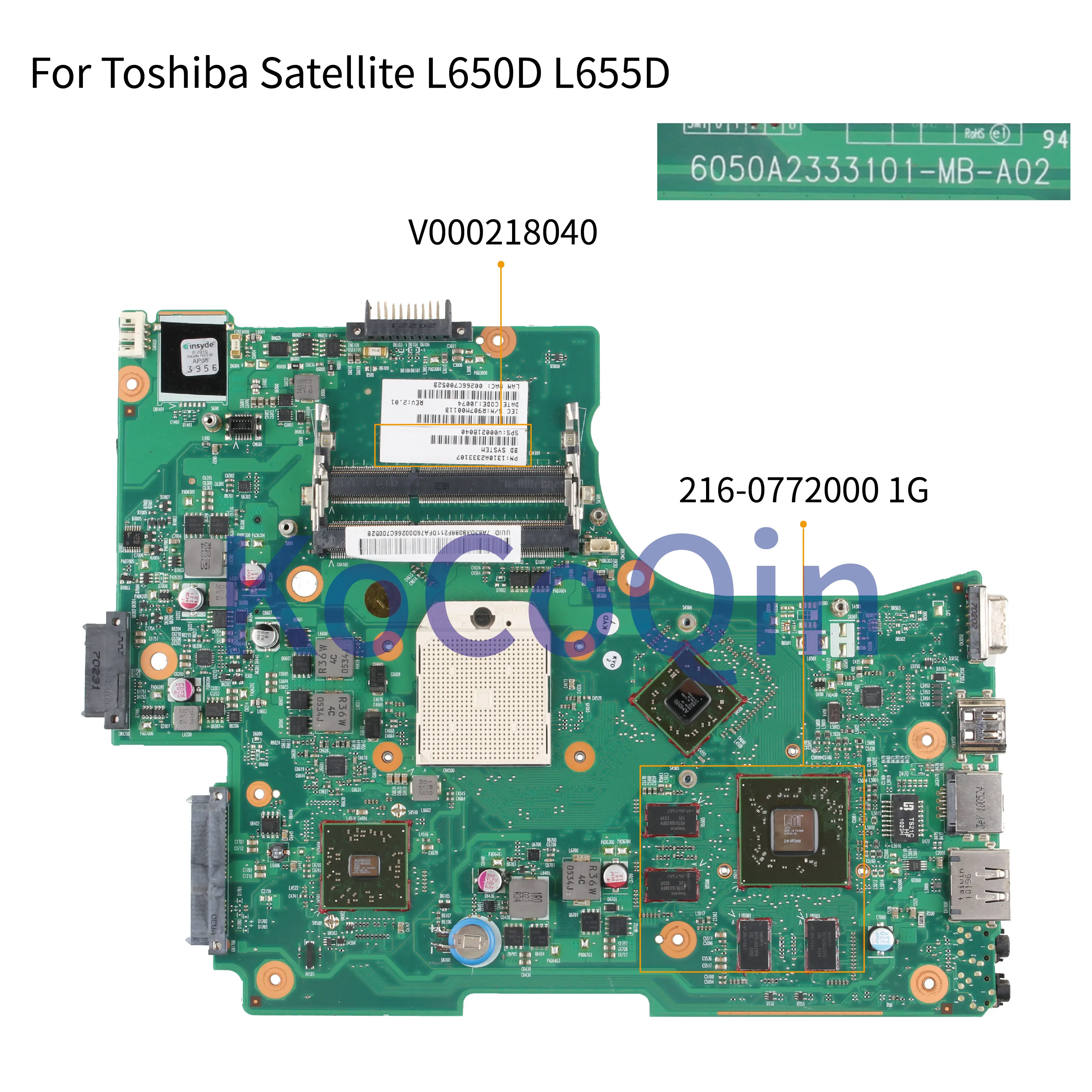 Материнская плата KoCoQin для ноутбука Toshiba Satellite L650D L655D HD5650 материнская 6050A2333101 MB | Материнские платы для ноутбуков -33042000964