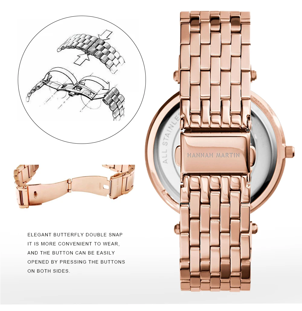 relógios moda negócios aço inoxidável diamante dial