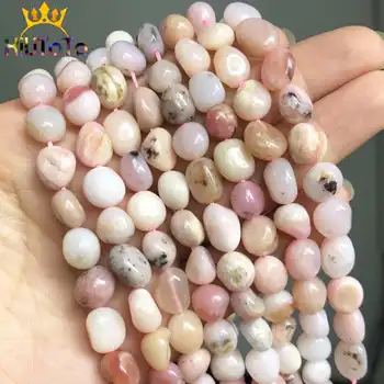 

8-10mm Irregular Genuine Pink Opal Loose Beads Natural Spacer Beads For Jewelry Making DIY Bracelet Necklace Accessories 15''