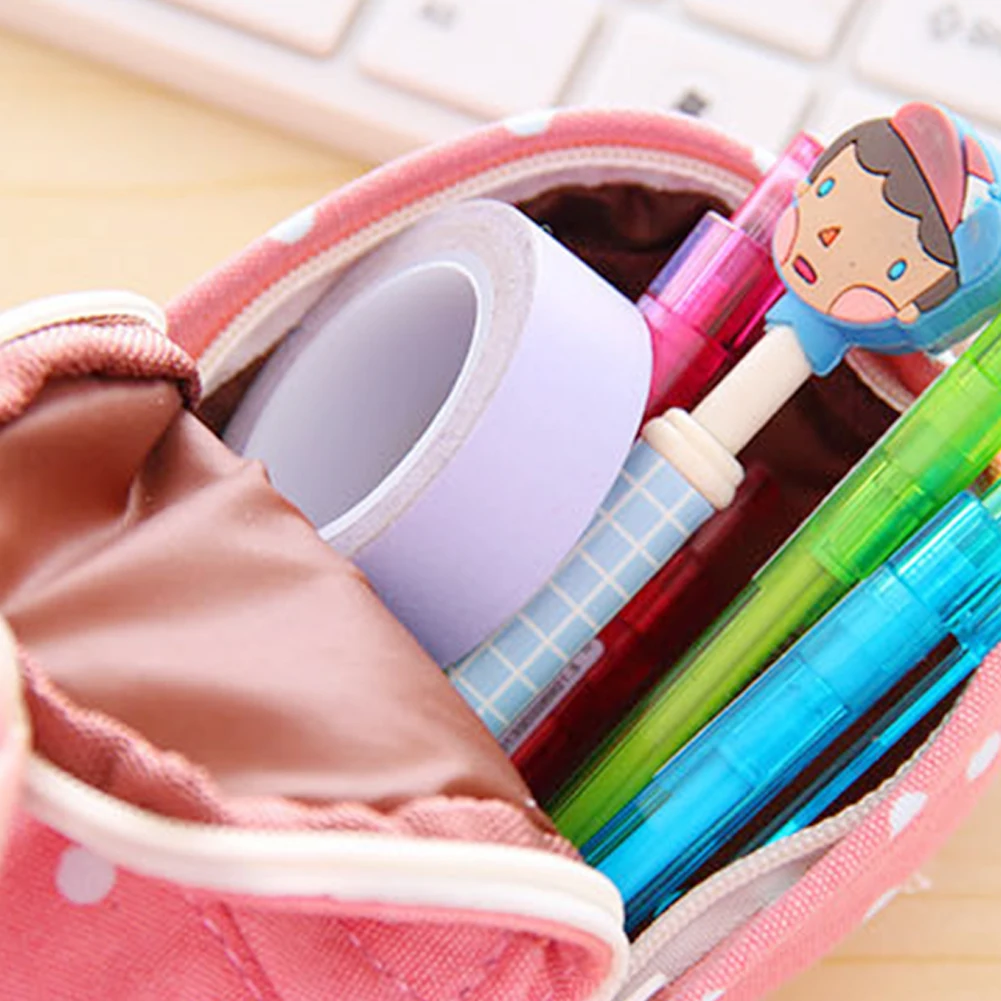 Органайзер, сумка для карандашей на молнии, чехол для карандашей, мини-сумка для ручек, косметическая сумка парусина, сумка для хранения, школьные канцелярские принадлежности, рюкзак в горошек