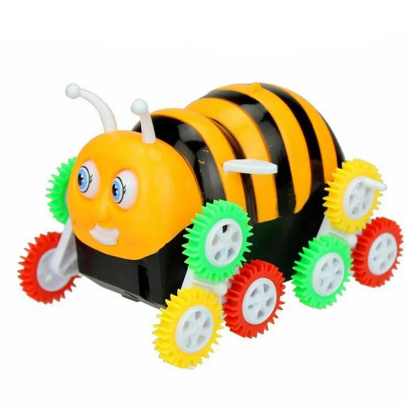 Высокое качество Дети милые забавные подарки Электрический красочный мультфильм 9 колеса пчелы 360 градусов Tumbling автомобиль игрушка