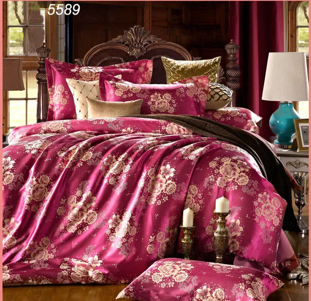 White satin bedding set tribute silk bed linens European round corner