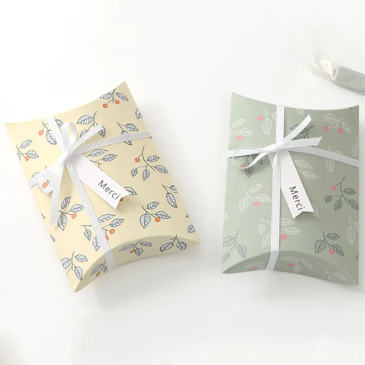 

2019 New Floral 10pcs DIY Candy Box Gift Leaf Birthday Paper Box Pillow Products Cardboard Jewelry Packing Hand Make Box