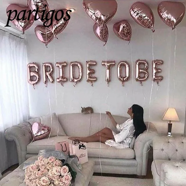 16 дюймов из розового золота, с надписью "Bride to с буквой B Фольга воздушных шаров в форме сердца воздушные шары курица вечерние декор, Свадебный декор, принадлежности для вечеринки-девичника globals