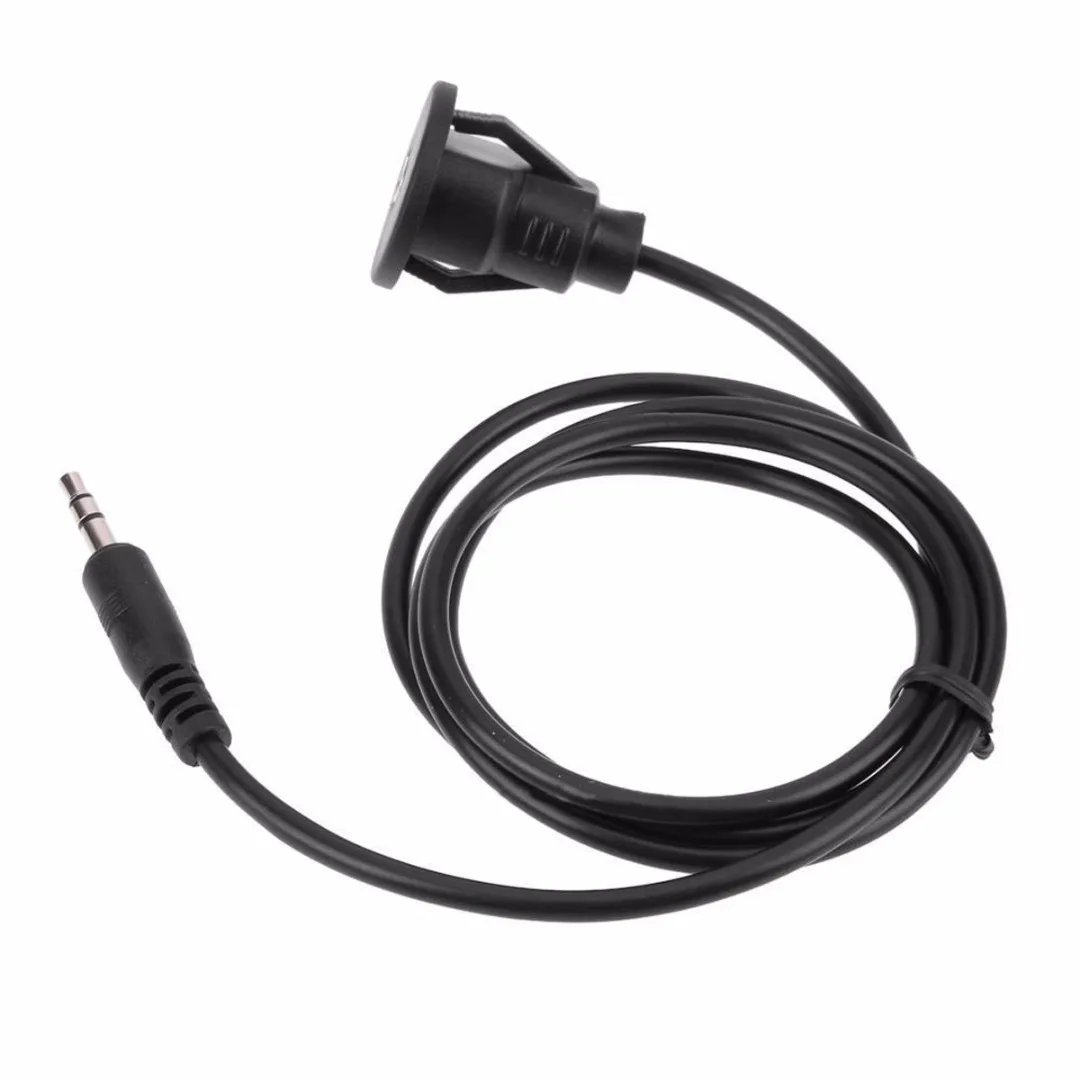 1pc 1M 3.5mm Jack Male to Female AUX Extension Cable Waterproof Flush Mount Aux Cable With Bracket for Car Boat Trailer