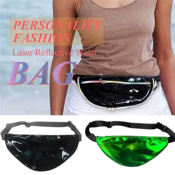 

Personality fashion laser-reflective pockets women Messenger bag sport working multi-functional cas register bag chest bag