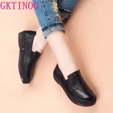 GKTINOO/Женская обувь в стиле ретро; коллекция года; сезон весна-осень; женская обувь из натуральной кожи; женская обувь на плоской платформе; нескользящая обувь ручной работы