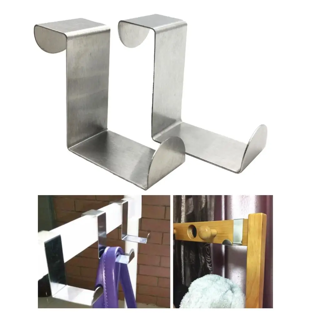 

4Pcs/Set Home Stainless Steel Z Shape No-marking Door Towel Clothes Hook Hanger Accessary