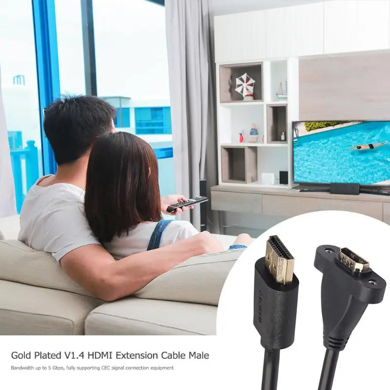 Позолоченный V1.4 Удлинительный кабель, HDMI штекер к гнезду с креплением на винтовая панель