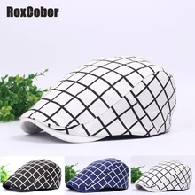 RoxCober хлопок мужская женская модная клетчатая кепка газетчика плюща Гольф плоская кепка таксиста простая летняя весна Кепка-восьмиклинка регулируемые береты