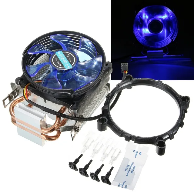 12V Dual CPU Cooler Fan Quiet Blue LED Light 92x92x25mm 3pin Powerful