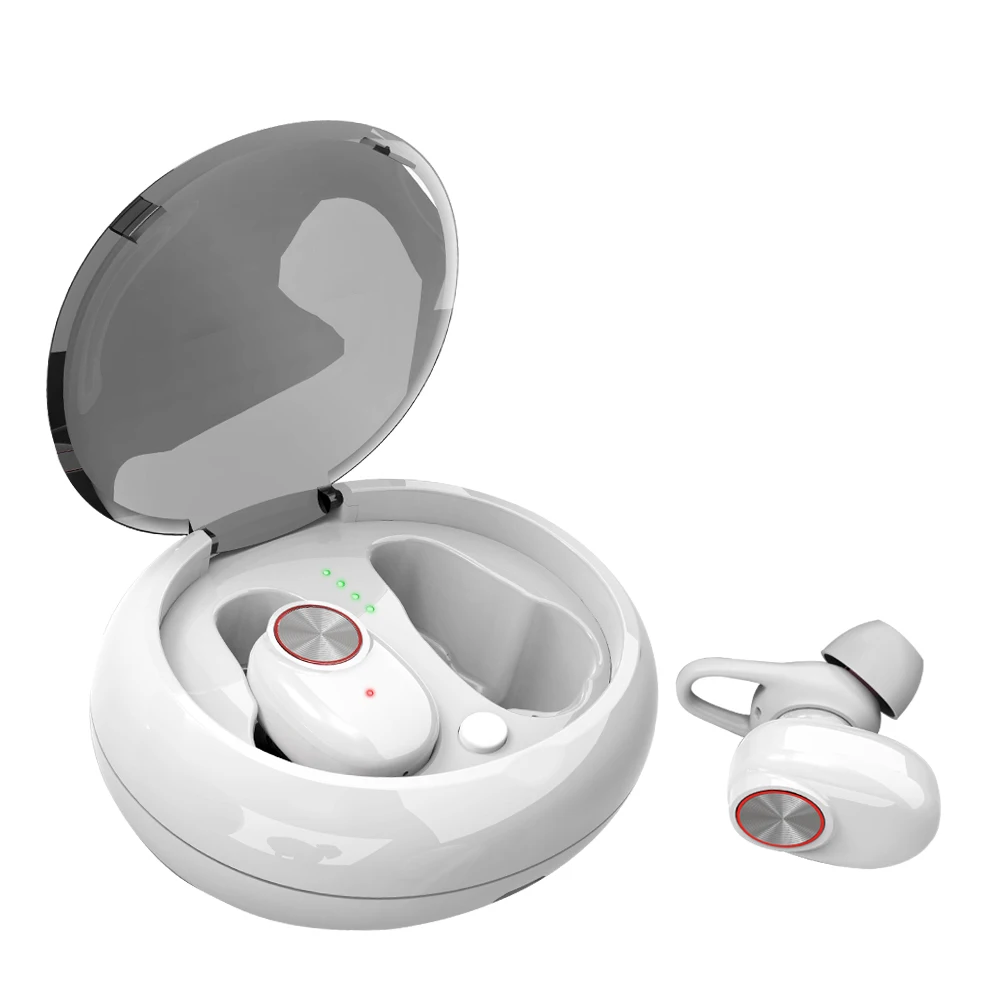 Белый TWS V5 настоящие беспроводные Bluetooth наушники, стерео водонепроницаемые наушники, шумоподавляющая гарнитура с микрофоном, около 6 ч, время прослушивания музыки - Цвет: Белый