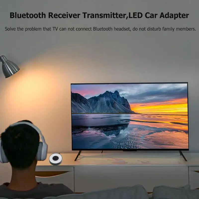 Автомобильный беспроводной Bluetooth аудио приемник передатчик 3,5 мм Aptx музыкальный плеер Автоспуск адаптер с светодиодный светильник для автомобиля динамик