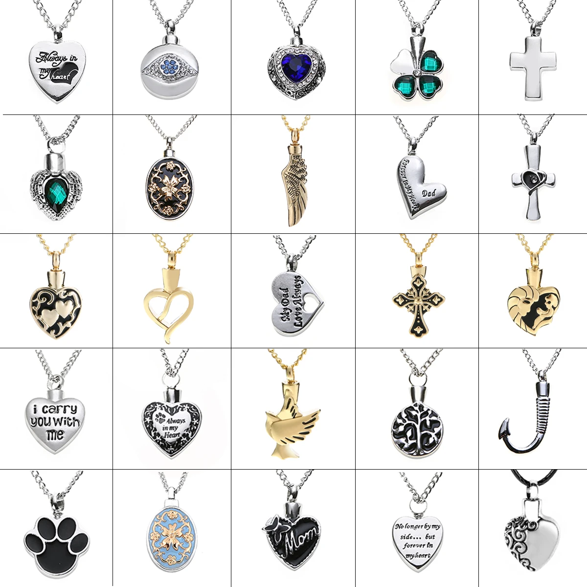 

Charms Heart Cremation Pendant Choker Necklaces Shellhrad Ash Holder Mini Keepsake Long Memorial Necklace Women Men Jewelry