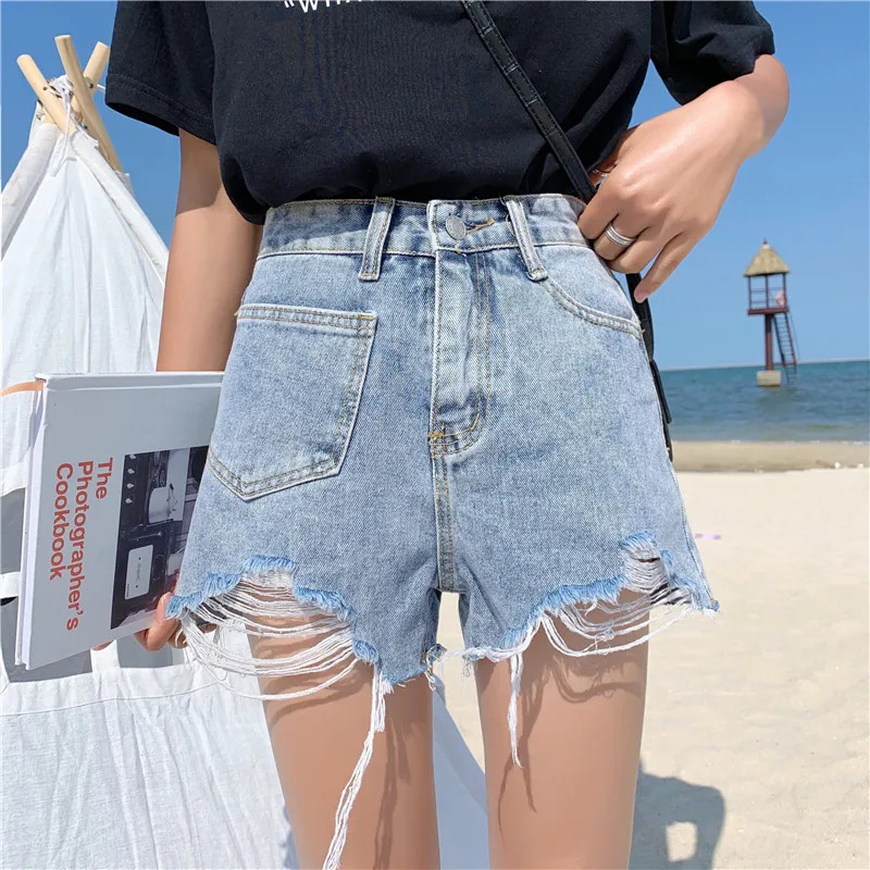 high waist jeans pants women's summer wear outside the new chic word A hot pants female students