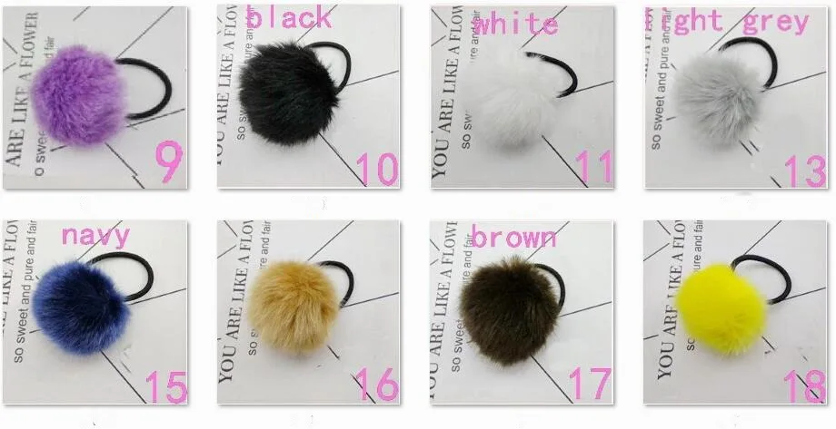 20pcs lady girl Faux Fur Fluffy Ball Pom Pom Scrunchies pompon Elastic Ponytail Holder hair rope hair ties accessories GR102 - Image 6