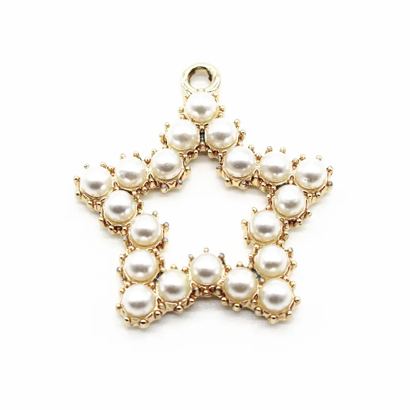 

20pcs/lot golden pearl star Dangle Charms Lobster Clasp Hanging Charm For Bracelet&Pendant Floating Charms Jewelry