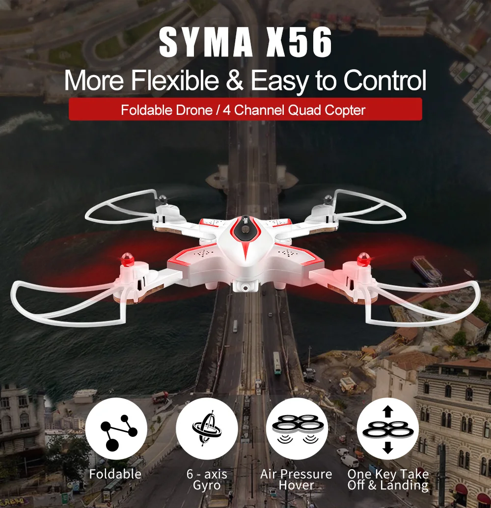 SYMA X56 складной Дрон 2,4G 4CH 6-осевой Радиоуправляемый вертолет Квадрокоптер Дрон без Камера дистанционного Управление Квадрокоптер Радиоуправляемый Дрон игрушка в подарок