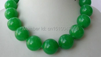 

FREE SHIP>>>stunning big 20mm round green stone beads necklace