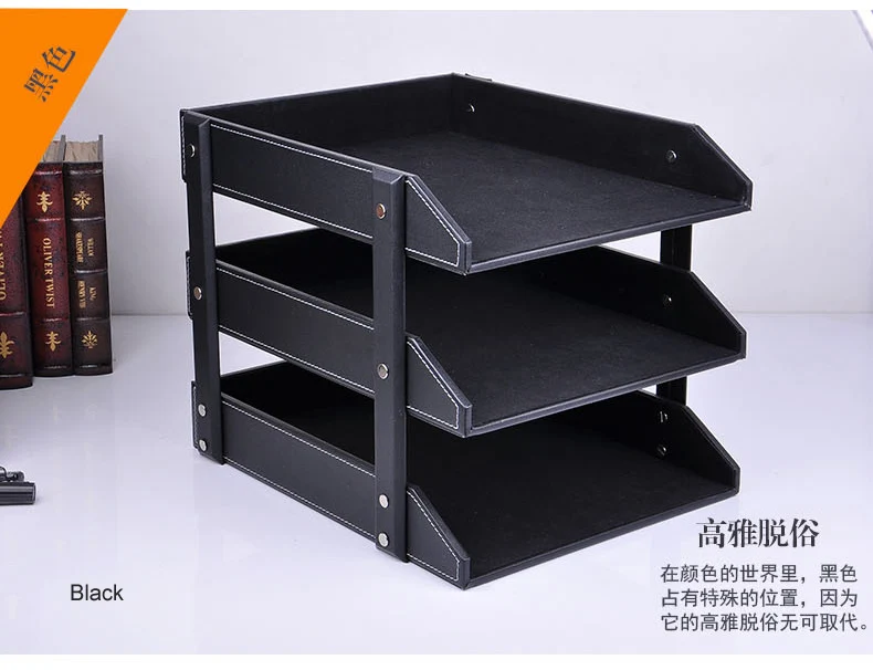 Black Leather Desk Organizer,3-Tier Desk Document File Tray Organizer Tetter Tray,Office Organizer,Paper Organizer for Desk,Office Supplies Holder for Document/Paper/Stationery/Magazine/Newspape Black Leather Desk Organizer,3-Tier Desk Document File Tray Organizer Tetter Tray,Office Organizer,Paper Organizer for Desk,Office Supplies Holder for Document/Paper/Stationery/Magazine/Newspape