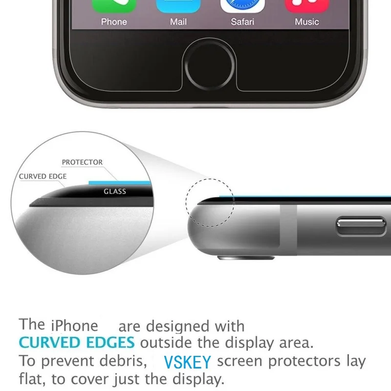 VSKEY 10 шт 2.5D Закаленное стекло для iPhone 6 6s 7 8 Plus 5s se защита экрана 4,7 5,5 дюйма устойчивая к царапинам Защитная пленка