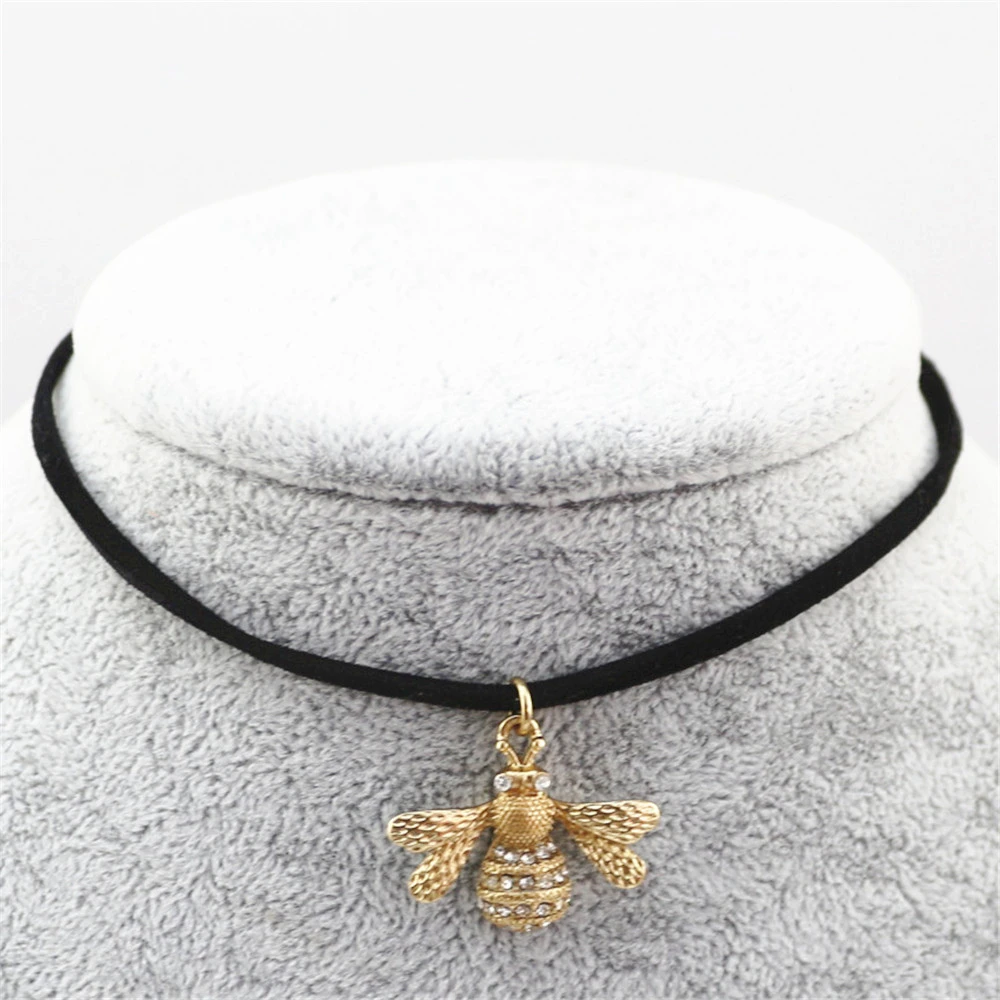 high quality fashion jewelry accessories gold metal insect bee necklace