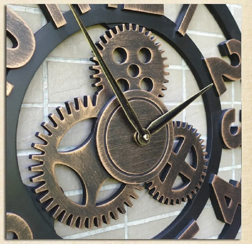 Silencieux Horloge Лофт антикварное искусство pendule салон красоты personnalise engrenage industriel horloge