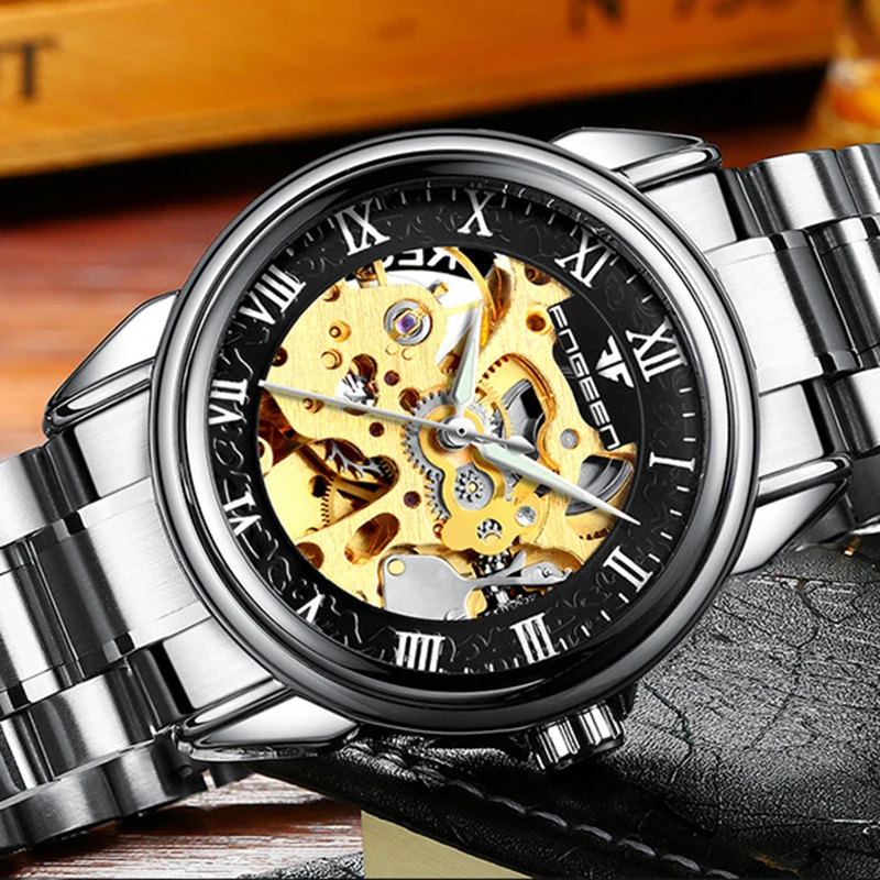 

Top Brand Luxury Mens Watches Automatic Mechanical Watch Men Fashion Stainless Steel Male Clocks Relogio Masculino Free Shipping